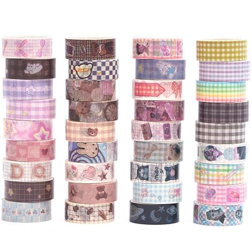 YUBBAEX Cute Washi Tape Value Pack 36 Rolls Aniamls Printed Masking Tape Kawaii Decorative for Arts, DIY Crafts, Journal Supplies, Planners, Scrapbook, Card/Gift Wrapping (Girly Style) - Image 1