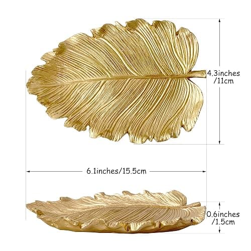 NIGHTSTAND | Amazon | Jewelry Dish, Resin Small Leaf Shaped Ring Holder Jewelry Organizer, Trinket Dish Mini Tray for Christmas Birthday Wedding Gifts - Elm Leaf thumbnail 3