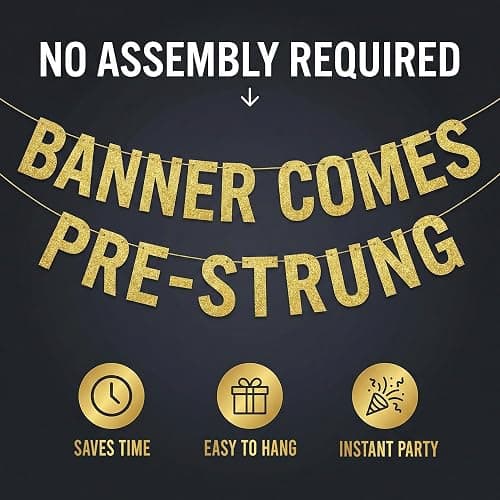Pre-Strung Friends Themed 30th Birthday Black Glitter Banner - 30th Birthday Decorations for Men and Women - Birthday Party Supplies and Gifts thumbnail 5