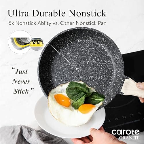 CAROTE 44pcs Pots and Pan Set Nonstick, Cookware Sets, Cooking Set Non Stick, Induction Cook Ware with Bakeware Set, Kitchen Knife Set thumbnail 4
