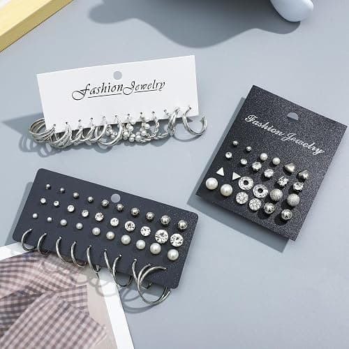 NEWITIN 69 Pieces Gold Jewelry Set for Women Fashion Costume Jewelry Gold Plated Necklace Bracelet Earrings Set for Women - Silver Jewelry Set thumbnail 2