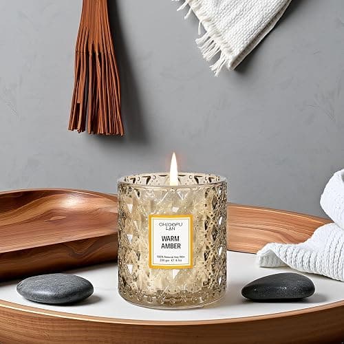 Chloefu LAN Amber Candles, Luxury Candle for Home Scented, Long Burning Time, Holiday Gifts, All Natural Soy Wax Decorative Candles, Scented Candle Gifts for Men&Women, 8.1oz thumbnail 6