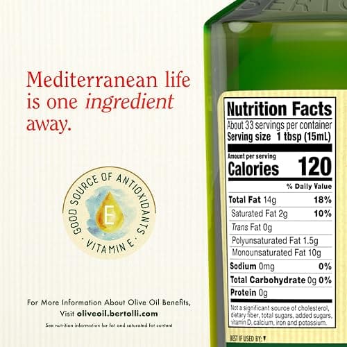Bertolli Extra Virgin Olive Oil, Rich Taste, 16.9 fl oz - Fruity Olive - 17 Fl Oz (Pack of 1) thumbnail 2