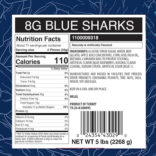 Candy Break Blue Shark Gummies, Fruit Flavored Chewy Gummy Candy, Bulk Bag for Kids & Adults, 5 lbs, Pack of 1 thumbnail 2
