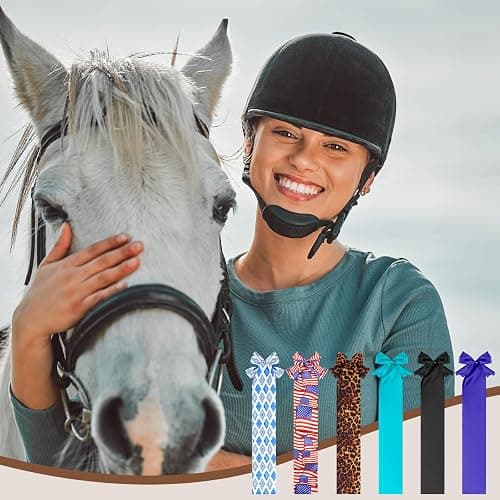 Huhumy 6 Pcs Horse Tail Bag Breathable Guard 22" Slip on Horse Care Tail Wrap 2 Strand Closure Straps Grooming Supplies to Keep from Dirt Breakage Rubbing 6 Designs(Modern Style) thumbnail 6