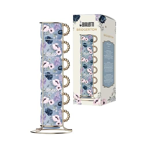 Bialetti Set 6 Tazzine Impilabili Bridgerton, Porcellana, No Lavastoviglie, No Microonde, 60ml - Image 1