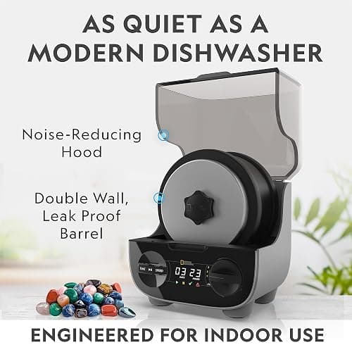 National Geographic Platinum Series Ultra Quiet Rock Polisher Kit - Patent-Pending for Kids & Adults, 2 lb. Barrel, Rocks, Grit, GemFoam, Rock Tumblers thumbnail 2