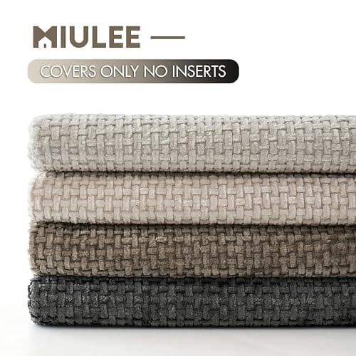 MIULEE Pack of 4 Couch Throw Pillow Covers 18x18 Inch Neutral Soft Decorative Chenille Pillow Covers Farmhouse Boho Cushion Covers for Mid Century Modern Spring Home Decor Sofa Bedroom Living Room thumbnail 6
