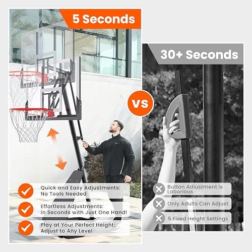 Feelwin Basketball Hoop Outdoor System with 10ft Height Adjustable, 45/48in Steel Frame Backboard Basketball Goal Court System, Portable Hoop for Youth and Adults in Driveway Backyard Pool Play thumbnail 3