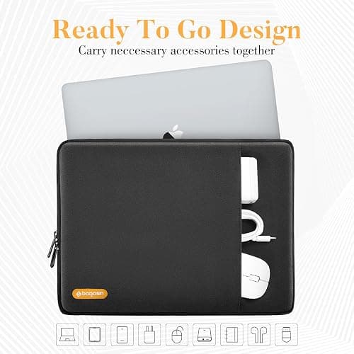 Custodia per Laptop 14 Pollici, Sleeve Compatibile con HP, Lenovo, Dell, ASUS, Acer, HP Stream, Dell Latitude, Lenovo IdeaPad – Borsa Verticale in Poliestere con Tasca – Nero thumbnail 5