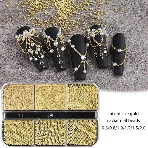 Fspronail Star Nail Charms, 2 Boxes Gold Nail Charms Twinkle Stars Cross Metal Charms for Nails Design Studs Rivets Mix Size Gold Caviar Nail Beads Y2K Decoration for Acrylic Nails thumbnail 4