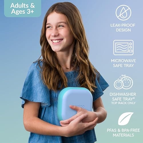 Bentgo Chill Mini Leak-Proof Lunch Box – Built-In Ice Pack Keeps Food Cold, 2.7-Cup Capacity for Snacks or a Sandwich, 3 or 4 Compartments, PFAS & BPA-Free, Ideal for Adults & Kids 3+ (Tide Blues) thumbnail 4