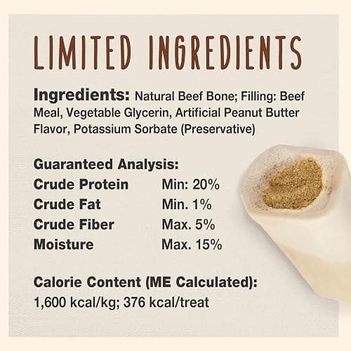 Cadet Stuffed Shin Bones for Dogs, Peanut Butter Flavor, Large, 5-6" | Long lasting dog chew bone for aggressive chewers, supports dental health, dog bones for large dogs, keeps dogs busy thumbnail 6