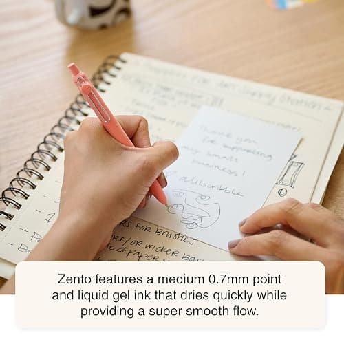 uni-ball Zento Gel Ink Rollerball Pens, 4 Black Medium Point Smooth Writing Pens, Colored Japanese Pens, Muted Colors thumbnail 4