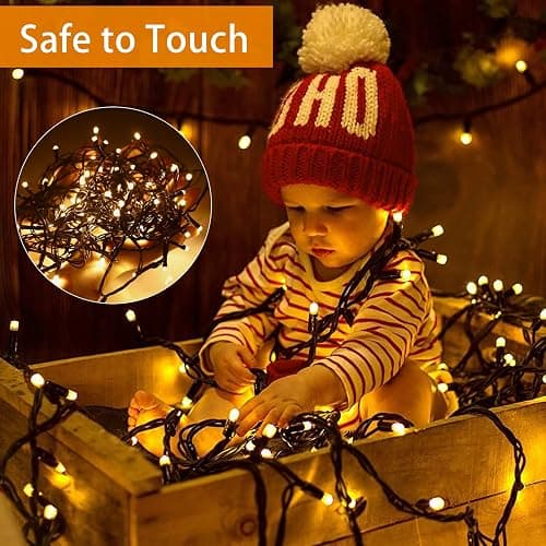 Fairy Lights Mains Powered 20M 200 LED Warm White Fairy Lights 8 Modes Fairy Lights Plug In with Remote Control & Timer for Christmas Outdoor Indoor Garden(Black Cable) thumbnail 5