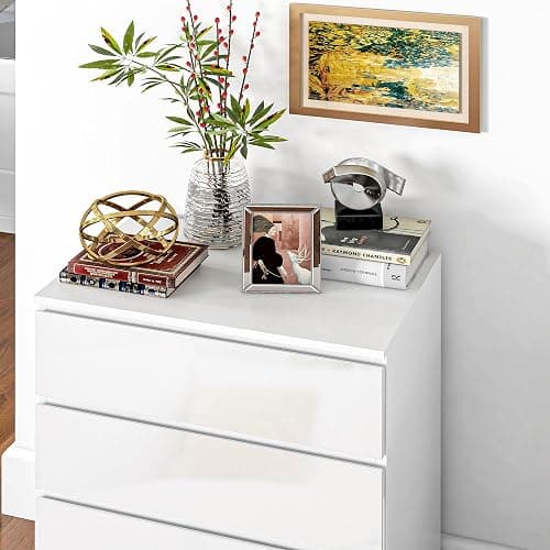 HOMCOM Dresser for Bedroom with 4 Drawers, High Gloss Chest of Drawers with Metal Runners and Groove Handles for Living Room, Hallway, White thumbnail 9