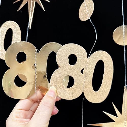 Champagne Gold 80th Birthday Decorations Number 80 Circle Dot Star Garland Metallic Streamer Banner for Women Mens Cheers to 80 Years Old Birthday Happy 80th Anniversary Vintage 1945 Party Supplies thumbnail 5