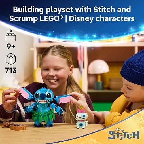 LEGO Disney Stitch & Scrump 43296 | Building Toys for Girls & Boys, Ages 9+, Stitch Display Set for Bedroom Decor, Fun Activity for Kids, 713 pieces, Gift Idea thumbnail 2