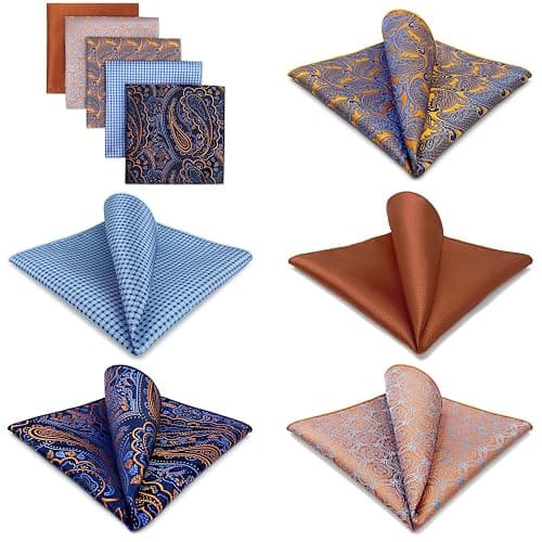 SHLAX&WING 5 Pieces Assorted Mens Silk Pocket Square Set Handkerchiefs thumbnail 2