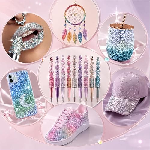 50000pcs Rhinestones for Bedazzling, 51 Grids Bedazzler Kit with Rhinestone | Mixed Sizes Sliver and 3mm Resin Jelly Rhinestones, Flatback Gems, 13 Reusable Stencil, 3Pcs B7000 Glue for Nail Diamond Art thumbnail 2
