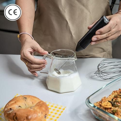 Keplin Handheld Milk Frother - Stainless Steel Electric Whisk - Portable Battery-Operated Coffee Frother for Lattes, Matcha, Protein Shakes - Ergonomic, Compact, Easy to Clean (Black) thumbnail 2