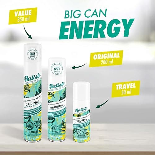 Batiste Dry Shampoo Spray Original, Instantly Refresh Hair, Absorbs Oil & Grease, Waterless Shampoo for Added Hair Texture and Volume, Paraben & Sulfate Free, 200ml thumbnail 7