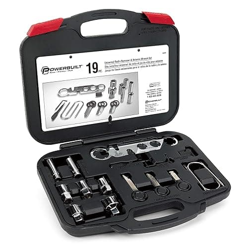 Powerbuilt Radio and Antenna Remove and Install Tool Set, Car Stereo System Remover Keys, 19 Piece, Wrench, Hex Keys, Storage Case - 648997