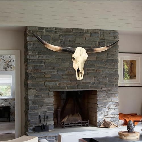 JUNTHORB 70in Longhorn Wall Decor, Extra Large Authentic Croissant，Cow Skull Wall Decor，cow horns, cow horn wall decoration, long horn skull，Handmade Farmhouse Decor thumbnail 3