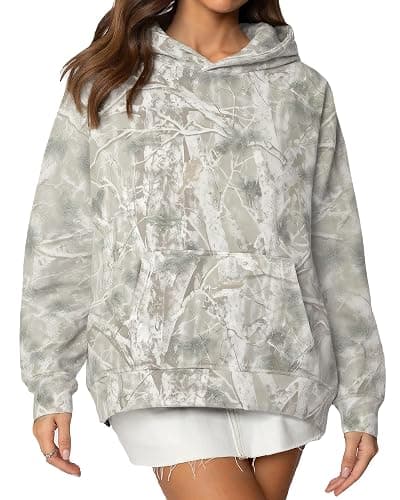 Anoumcy Camo Hoodie Womens Maple Leaf Fleece Hooded Sweatshirt Oversized Camouflage Hoodies For Women Trendy - Image 1