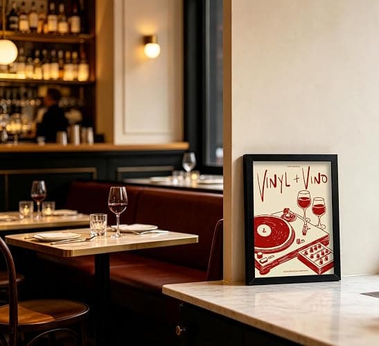 Vintage Wine Record Canvas Wall Art, Trendy 80s Abstract Watercolor Wall Decor, Retro Posters Painting Decor Picture, Funny Bar Cart Poster Print Artwork for Music Room Bar Bedroom Wall Decor Home thumbnail 8