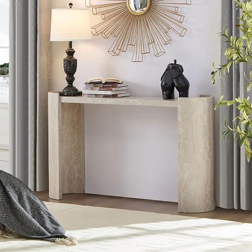 KEVINSPACE 53.15" Console Table SofaTable Narrow EntrywayTable, Wood EntryTable Mid-Century HallwayTable MDF Modern Accent Furniture Behind CouchTable for Living Room, Bedroom - 53.15" Marble - Image 1