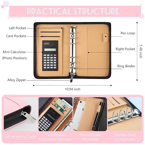 Budget Binder with Zipper Envelopes, Cash Envelopes for Budgeting, A6 PU Leather Budget Planner 2026 with Cash Envelopes Calculator, Bill Money Organizer for Cash Saving Budget System Wallet thumbnail 3
