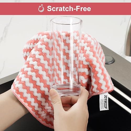 JOYMOOP Microfiber Cleaning Cloths – 18 Pack, 10" x 10", Pink – Reusable, Lint-Free, Super Absorbent Towels for Kitchen, Car, and Household Cleaning thumbnail 7
