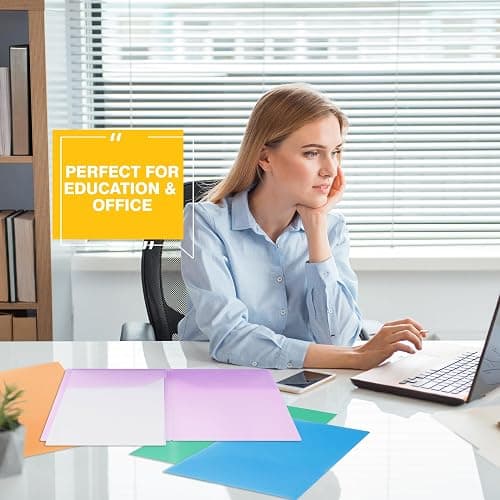 Zzrywuty Plastic Folders with Pockets (6 Pack,Assorted Colors) Durable Heavy Duty File Folders with Business Card Slot,2-Pocket Folder Letter Size,Holds 100 Plus Sheets for School,Office,Business thumbnail 7
