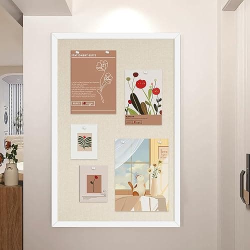 Yunihome 20x30 Inch Cork Board for Wall Hanging with Linen, Bulletin Board with Push Pins, Mounted Memo Message Board for Home Office Decor, Dorm Room Essentials, Classroom Organization thumbnail 5