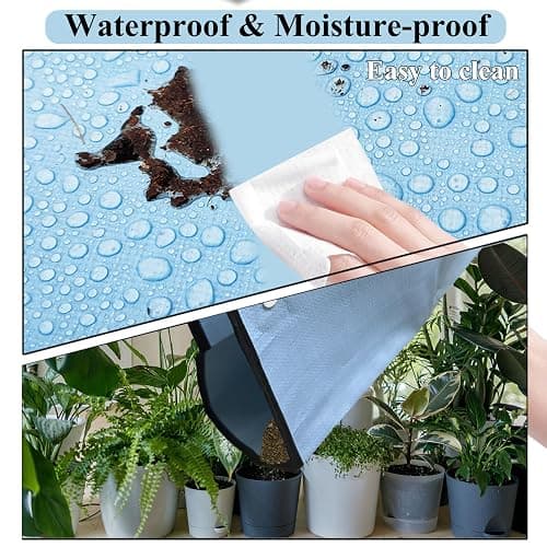 HejVulkan 59" x 39" Extra Large Plant Repotting Mat, Foldable Gardening Mat for Indoor, Transplanting Houseplants, Pot Out, Mix Soil and Mess Control, Gardening Gifts for Women Men Plant Lover(Blue) thumbnail 6