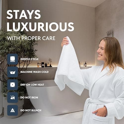 Luxury White Hand Towels - Soft 100% Turkish Cotton | Highly Absorbent Hotel spa Bathroom Towel Collection | 16x30 Inch | Set of 6 thumbnail 5