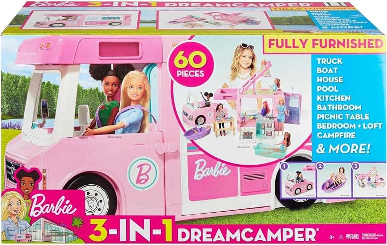 Barbie Camper, Doll Playset with 50 Accessories, Transforms into Truck, Boat & House, Includes Pool, 3-in-1 Dream Camper (Amazon Exclusive) thumbnail 6