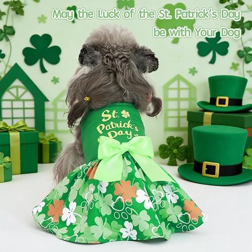 XPUDAC 4 Pack Mother's Day Dog Dress with Bowknot Cute Dog Clothes Puppy Skirt Bunny Egg Mommy Floral Holiday Pet Outfit for Girls, L thumbnail 7