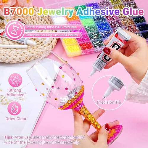 46000Pcs 42 Colors Jelly Rhinestones for Bedazzling, Resin Multicolor 3mm Flatback Gems for Crafting, Bedazzler Kit with 3Pcs 15ml B7000 Jewelry Glue for Crafts Clothes Book Shoes Nail Diamond Art thumbnail 4
