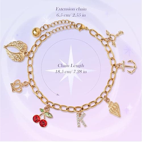 Kaitiaki Katseye Charm Bracelet for Fans, Katseye Merch Link Bracelet with 7 Symbolic Charms, Adjustable Stainless Steel Chain Bracelets, Concert & Music Festival Jewelry Gift thumbnail 2