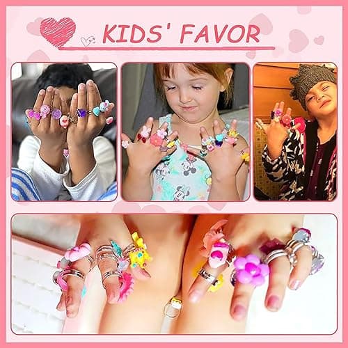 PinkSheep Little Girl Jewel Rings in Box, Adjustable, No Duplication, Girl Pretend Play and Dress Up Rings (24 Lovely Ring) thumbnail 6