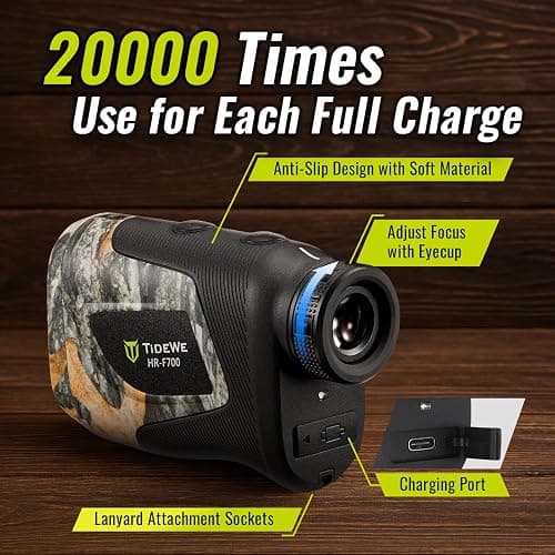 TIDEWE Hunting Rangefinder with Rechargeable Battery, 700/1000Y Camo Laser Range Finder 6X Magnification, Distance/Angle/Speed/Scan Multi Functional Water-Resistant Rangefinder with Case thumbnail 6