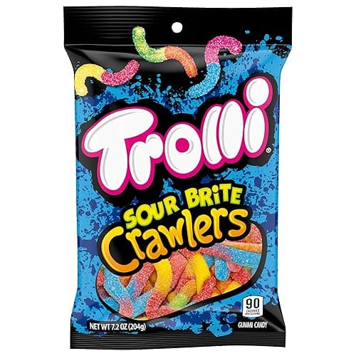 Trolli Sour Brite Crawlers, Candy, Cherry-Lemon, Strawberry-Grape & Orange-Lime, Sweet and Sour, Gummy Worms, 7.2 oz - Original - 7.2 Ounce (Pack of 1) thumbnail 10