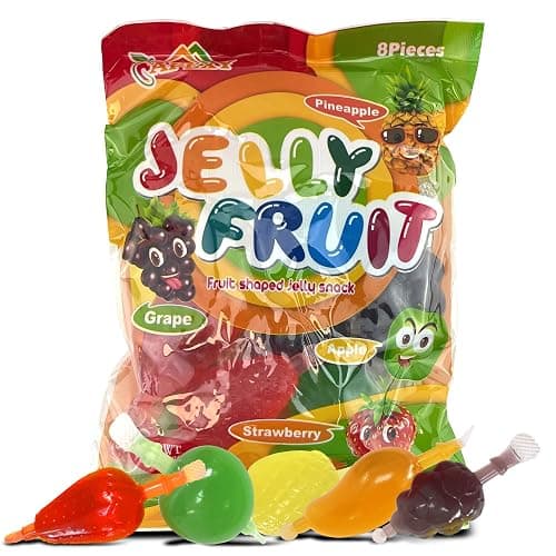 Apexy Jelly Fruit, Tiktok Candy Trend Items, Tik Tok Hit or Miss Challenge, Assorted Fruit Shaped Jelly, Strawberry, Mango, Apple, Pineapple, Grape. 9.87oz. - Image 1