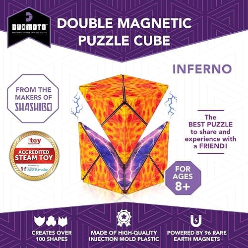 Duomoto Magnetic Transforming Cube - Shape Shifting Double Creativity Puzzle w/ 96 Rare Earth Magnets - Transforms Into Over 100 Shapes - by Fun in Motion Toys - Creators of Shashibo & Cubendi thumbnail 2