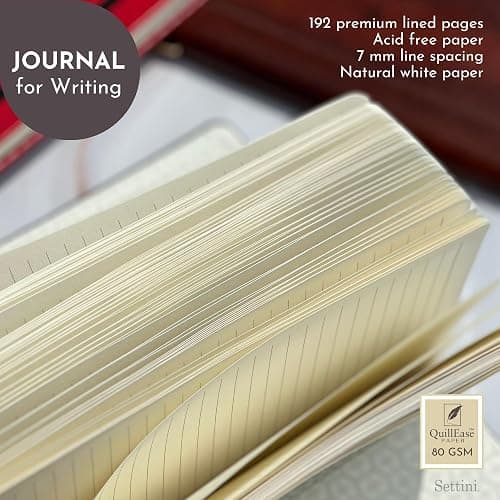 SETTINI Lined Journal, Ideal for Journaling - A5 Vegan Leather Notebook, 192 Archival-Quality Pages, QuillEase Bleed-Free Paper, Inner Pocket & Bookmark - Christmas Gifts, Black Bee thumbnail 8