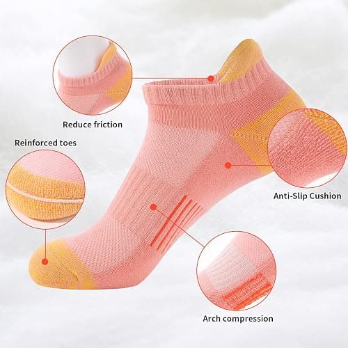 BUDERMMY Trainer Socks Womens 6 Pairs Cushioned Sports Socks for Women Cotton Breathable Cushion Running Socks Ladies Casual Nonslip Ankle Athletic Socks thumbnail 2