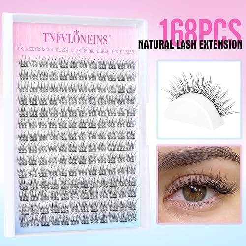Natural Lash Clusters Wispy Eyelash Extension 168Pcs Cluster Lashes Extensions Natural Individual Lashes 9-12mm Eyelash Clusters DIY Korean False Eyelashes by TNFVLONEINS thumbnail 2