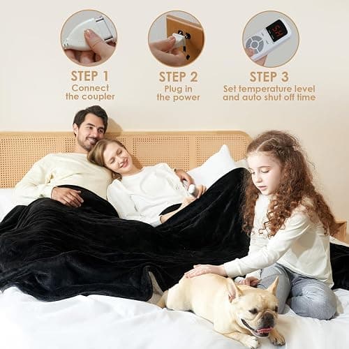 EHEYCIGA Heated Blanket - Electric Throw with 9 Heating Levels & 10 Hr Auto Off, Soft Cozy Sherpa Washable Blanket, 50 x 60 Inches thumbnail 8